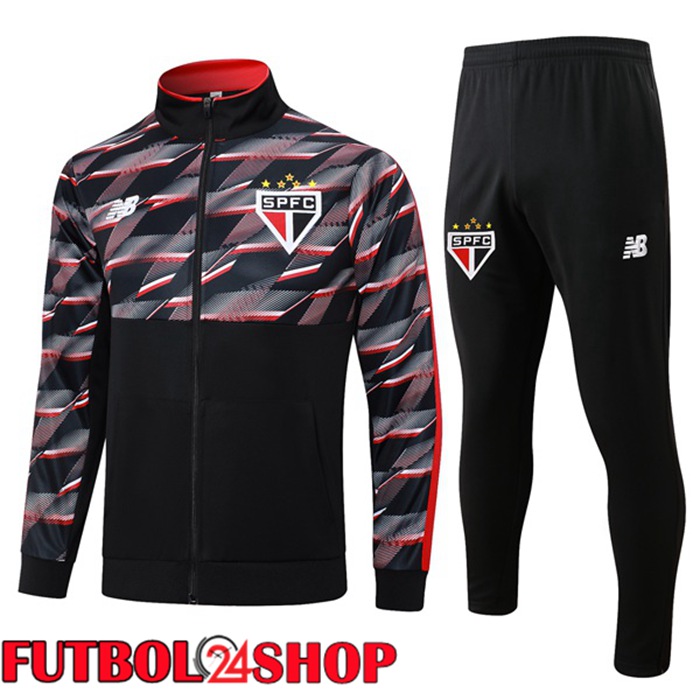 Disena Tu Chandal Futbol Chaqueta Sao Paulo FC Negro 2024 2025 Baratas